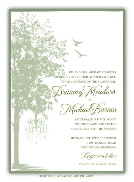 Fall Woodland Wedding Invitation | White and Muted Green Forest Decoration