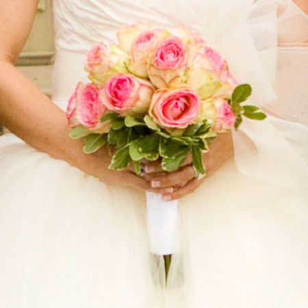 Summer Wedding Bride Bouquet | Pink and White Roses