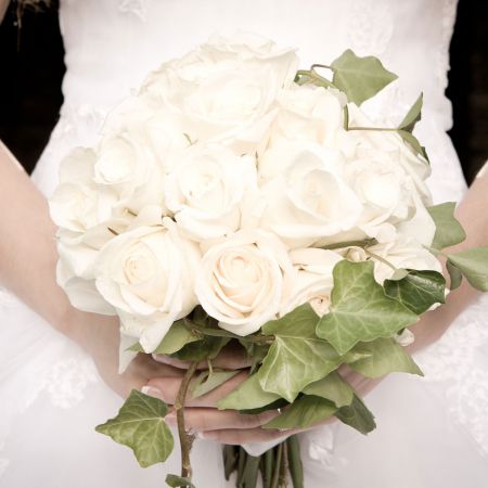 White Winter Wedding Bouquet | White Roses