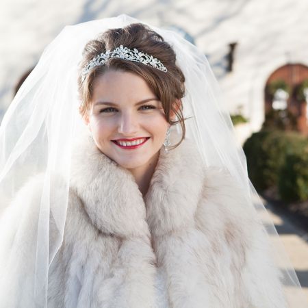 January Winter Wedding Bridal Formal Chignon with Headband and Veil