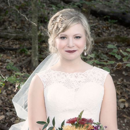 Fall Wedding Formal Bridal Chignon Hairstyle with Veil and Accessory