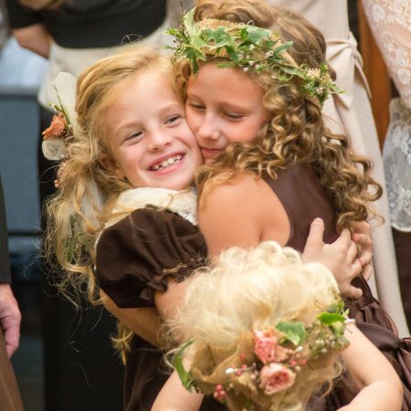 Fall Flower Girl Long Curly Hair with Flower Crown
