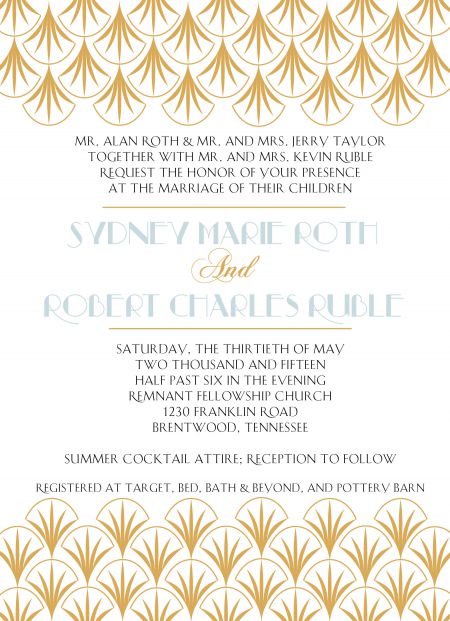 Spring May Wedding Invitation | Gold and Baby Blue Gatsby Inspired 20s Inspiration
