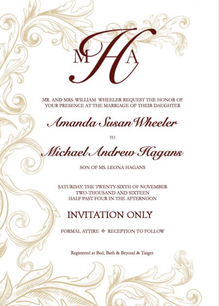 Hagans and Wheeler Wedding Invitation