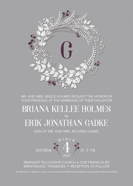 Holmes-Gadke Remnant Fellowship Wedding Invitation