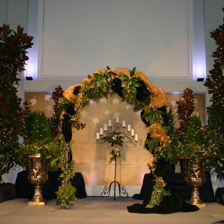 Powers/Warren Covenant Wedding Fall Harvest Traditional Chuppah | Gold and Greenery