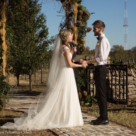 Maginnis/Langsdon Covenant Wedding Summer Wedding Dress | A-Line | Lace Top with Short Sleeve Detail