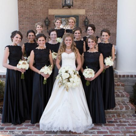 JostMartin Covenant Wedding Fall Formal Bridesmaid Portrait | Long Black Lace Bridesmaid Dress