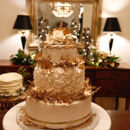 Bridal Shower Cake | Tiered Fall Cake with Piping and Floral Accents