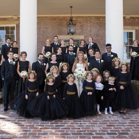 Jost/Martin Covenant Wedding Full Wedding Party Portrait | Black Tie formal Fall Wedding