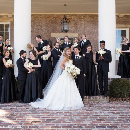 Jost/Martin Covenant Wedding Full Wedding Party Portrait | Black Tie formal Fall Wedding