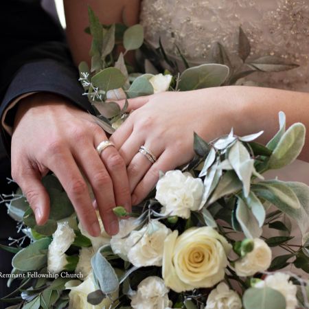 Remnant Fellowship Kirkmeyer-Snapp Wedding Flowers with weddings rings