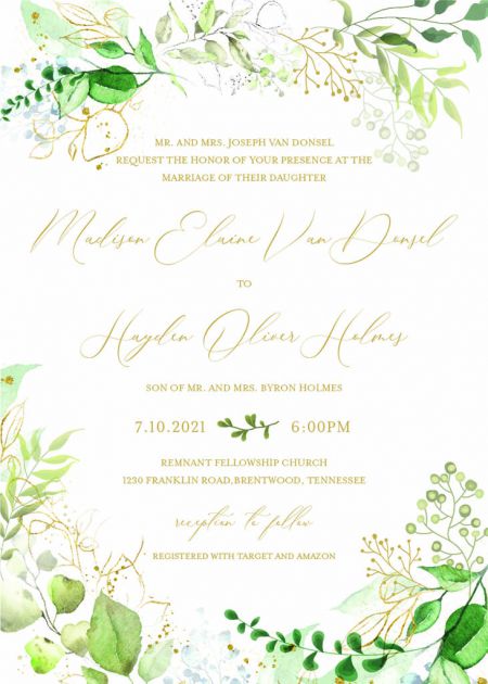 VanDonsel-Holmes Remnant Fellowship Wedding Invitation