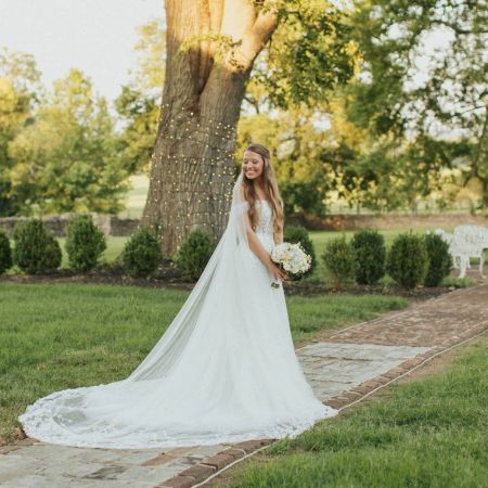 Dunn/McPherson Remnant Fellowship Wedding Summer Bride Floral Wedding Dress