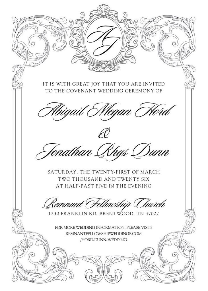 Hord-Dunn Remnant Fellowship Wedding Invitation